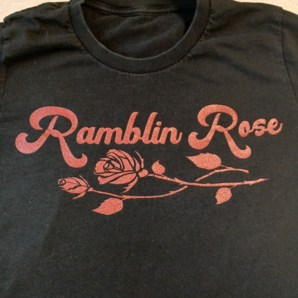 Black T-Shirt with Red Ramblin Rose🥀 Graphic